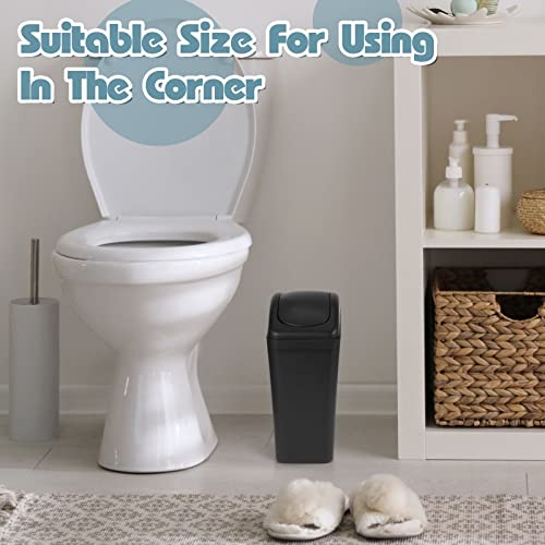 Image of Hoolerry 6 Pcs 3 Gallon /12 Liter Small Trash Can Plastic Kitchen Garbage with Lid Small Trash Bin for Bathroom Office Bedroom Kitchen Waste Outdoor (Black)