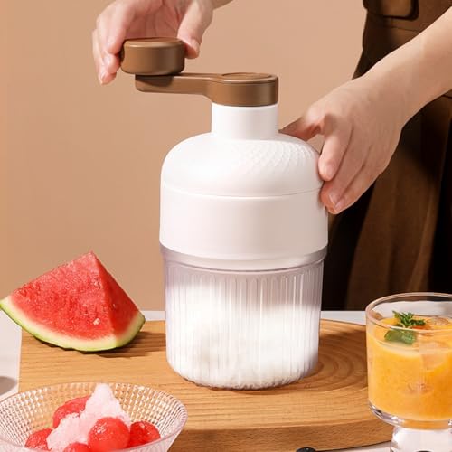 Jonikuper Macchina manuale per tritaghiaccio rasata con vassoio, macchina portatile per ghiaccio a manovella per cocktail e coni di neve (tritaghiaccio+vassoio per ghiaccio)