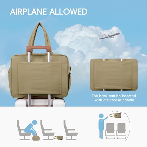 Image of CLUCI Weekender Travel Bag for Women Puffer Tote Bag Carry On Duffle Overnight Bags with Shoe Compartment
