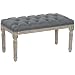 Produktbild HOMCOM Polsterbank, Sitzbank, Bettbank mit Leinenoptik, Schminkbank für Flur, Diele, Schlafzimmer, Gummiholz, Grau, 81 x 41 x 41 cm