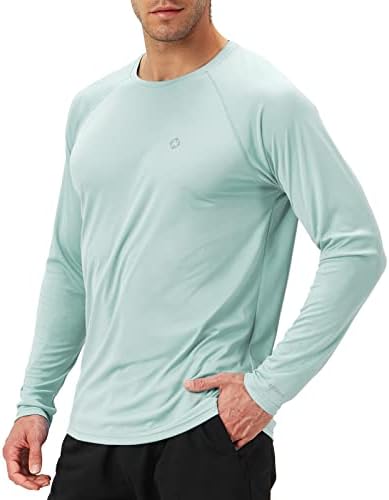 NAVISKIN Men's Sun Protection UPF 50+ UV Outdoor Long Sleeve Shirts Light Green Size XL