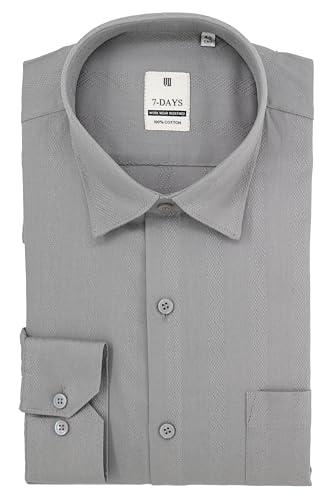 Image of 7-DAYS Men's Premium Formal Shirts - Regular Fit, Full Sleeve, 100% Pure Cotton, Self-Design, with Pocket - Stylish Office Shirts for Men