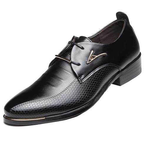 WUIWUIYU Men's Oxfords Lace-up Business Dress Formal Shoes Wedding Shine Wing-tip Oxfords Derby Bluchers Shoes
