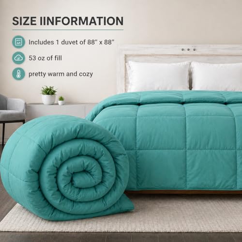 Image of Luxury Hotel Collection Cotton Comforter | All-Season Lightweight Quilt for Hot Sleepers | Plush, Breathable & Box-Stitched (King) Aqua Blue