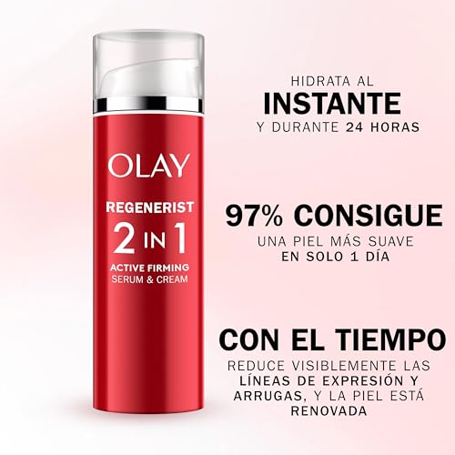 Olay Regenerist Crema Facial de Día y Sérum. Hidratante 2 en 1 Antiarrugas y Reafirmante Activa con Niacinamida Antienvejecimiento y Péptidos. Regenera, Reafirma e Hidrata. Ligera. 50 ml - imagen 3