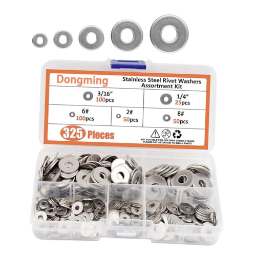 HOLIDYOYO 325個 ステンレス製平ワッシャー 高精多様 平面ワッシャーキット 機械用耐久性収納ケース付
