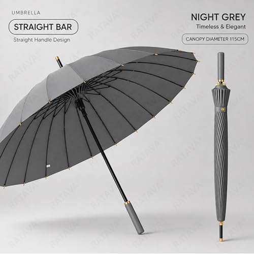 Image of Extra Large 24 Ribs Golf Umbrella - Automatic Open Long Handle, Heavy Duty Windproof Double Canopy, Waterproof & UV Protection Stick Umbrella for Men & Women 1pc