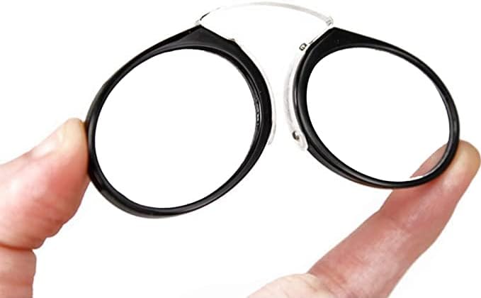REAVEE 2 Pack Nose Pinching Armless Reading Glasses for Men Women No Temple Slim pocket Readers Ultra Thin with Mini Portable Case,Black and Red +2.0