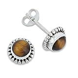 Diese Tigerauge Silber-Ohrstecker von mantraroma ist aus 925 er Sterlingsilber gefertigt. Der kleine runde Tigerauge hat eine Größe von Ø 5 mm. Der gesamte Silberohrring hat eine Größe von 7 mm x 7 mm.