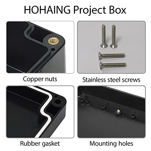 Image of Project Box IP65 Waterproof Dustproof Junction Box ABS Plastic Enclosure Box for Electronics Black Outdoor Project 2.48 inchx 2.28 inchx 1.37 inch(63 x 58 x 35 mm)(2Pcs)