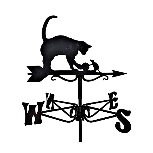 LYDSB Banderuola per Giardino Banderuole Gatto e Topo Paletto da Giardino in Acciaio Inox Strumenti di misurazione Indicatore della direzione del Vento per Patio Decorazione Ornamentale