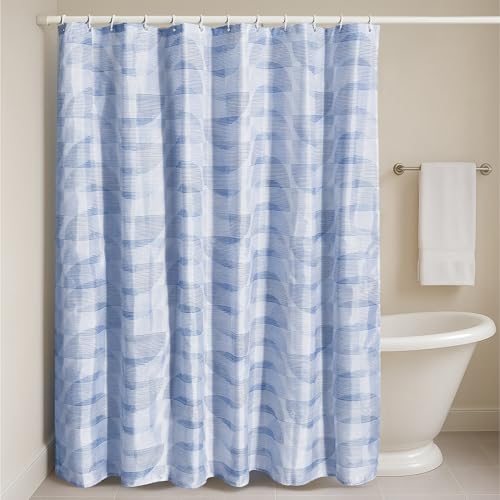 JEMIDI Duschvorhang Blau - Wasserdicht & maschinenwaschbar - Duschvorhänge- Stilvolles Muster - Dekorativ - Badewannenvorhang - Inklusive 12 Vorhanghaken