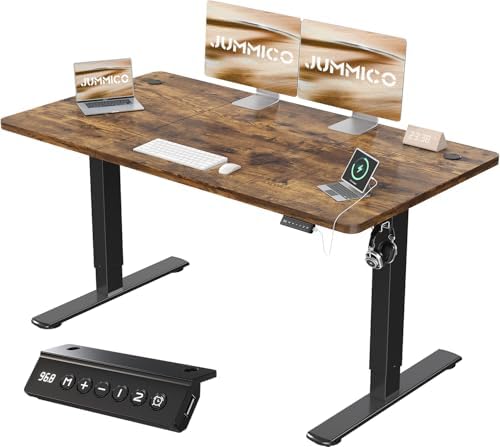 JUMMICO 140x60cm Electric Standing Desk with USB Charging Height ...
