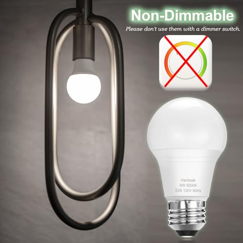 Hanbaak E26 LED Bulb, 40W Equivalent Light Bulb, 6W Medium Screw Base Bulb, Non-Dimmable, Daylight White 5000K 4 Packs — view 6