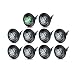 Meerkatt (Pack of 10) 3/4" Inch Mini Round Smoked Lens Green LED Recessed Mount SMD Clearance Lamp Side Marker Indicator Light Ferry Boat Bus Van Trailer Tow Truck RV Waterproof 12V DC Grommets
