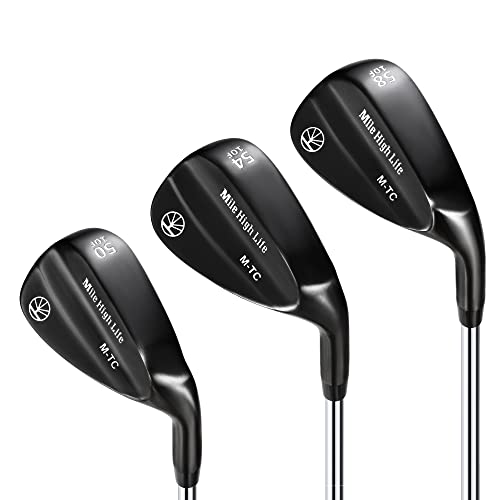 Mile High Life Golfkeile | Einsteiger-Golf-Sandkeil-Sets | Golf Gap Wedge Sets | Schwarze Titanschicht Lob Wedge Golfschläger für Männer & Frauen | 50/54/58 Grad Keil rechts Hand