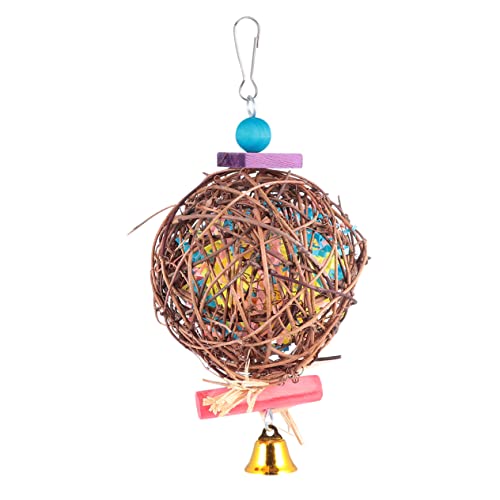 MERRYHAPY Bird Parrot Swing Chewing Ball Bird Cage Mounted for Parakeets Finches Durable Chew with Bell Engaging Physical Activity for Happy