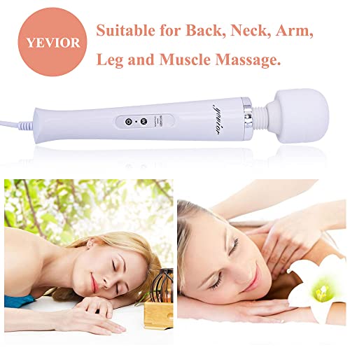 YEVIOR Wired Powerful Handheld Massager with 10 Pulse Settings Strong Vibration for Women,Personal Total Body Therapy Massager for Sports Recovery, Muscle Aches, Body Pain (White)