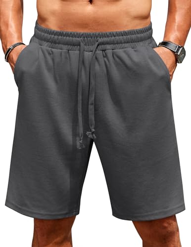 COOFANDY Short Homme Ete Short en Jogging Running Shorts Baggy Casual Bermuda Shorts Taille Elastique Gris Foncé M