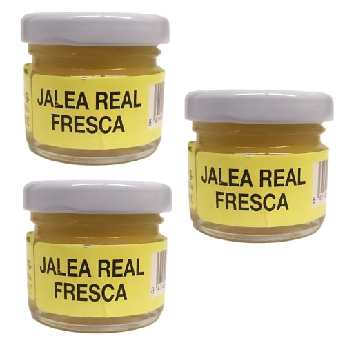 3 tarros de 30 gr de jalea real fresca, pura y natural de España total son 90 gr de jalea real de abejas y 3 cucharas