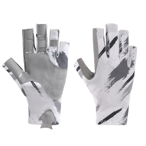 ITODA Outdoor Fishing Gloves Fingerless Sun Gloves Anti-Slip Fishing Glove for Sun Protection Hiking Kayaking Paddling Cycling