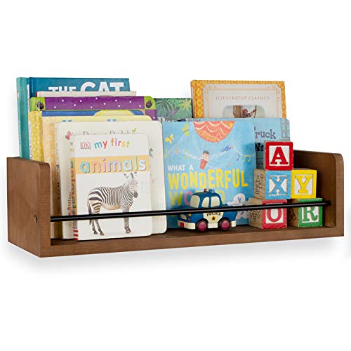 Rustic State William Wall Mount Wood Floating Shelf With Rail & Towel Bar For Kitchen Bathroom Bedroom Nursery Laundry Living Room Décor Storage - Spice Rack Display - 22.25 Inch - Walnut #TOP5