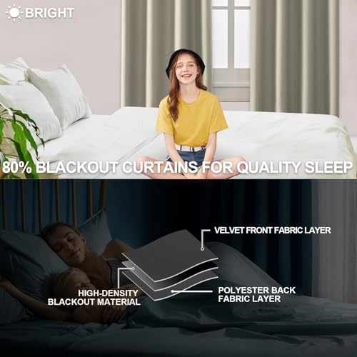 Ystyle Gardinen 2er Set, Thermovorhang Kälteschutz, Outdoor Vorhang Wetterfest Mit Ösen, Verdunkelungsvorhang, Vorhänge Blickdicht, Curtains Wohnzimmer, Thermovorhang Hitzeschutz, Beige