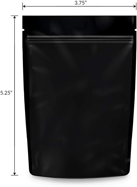 Loud Lock Mylar Bags 1000 Count 5.25"x3.75" All Black - Flex Packaging - Mylar Bags For Food Storage - Resealable Bags