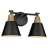 FEMILA Black Bathroom Light Fixtures, 2-Light Bathroom Vanity Lights Over Mirror with Hammered Metal Shade, Modern Wall Sconces Lighting for Kitchen Bedroom Living Room, 4FG59B-2W BK