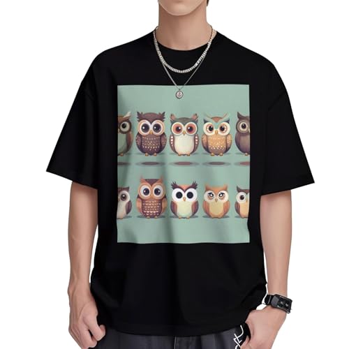 T-shirt hiboux femme et unisexe EdWal, haut à col rond en coton décontracté et tendance.