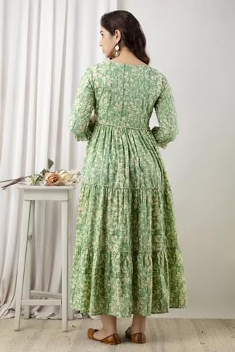 Image of GIRISHA Enterprises Women's Rayon Printed Anarkali Maternity Kurta Dress with Zippers