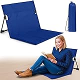 Jetec Foldable Floor Backrest Chair Portable Camping Chair with Storage Bag Light Weight Lazy Seat for Indoor Outdoor Bed Ground Park Lawn Concerts Beach Hiking (Navy Blue)
