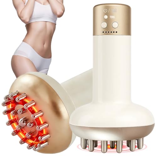 Yuonry Lymphatic Drainage Massager & Anti Cellulite Massage Tool, Reduce Stretch Marks & Cellulite, for Legs, Arms & Belly, Body Sculpting Machine with Microcurrent, Light, Heat & Vibration,White