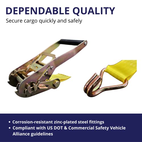 Ratchet Tie Down Straps, 2 in x 15 ft, 5,000 lb Breaking Strength, J-Hook, 6-Pack by Cargo Control - Used condition - Image 3