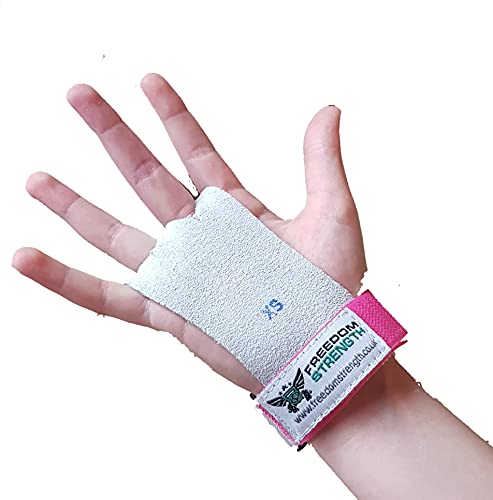 Freedomstrength - Protectores de Palma para Gimnasia con Correa de muñeca de Color, Rosa, Xtra Small