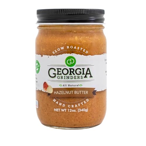 Georgia Grinders Hazelnut Creamy Gourmet Nut Butter Spread, Whole30 Approved, Non-GMO, Gluten Free, No Palm Oil, No Added Sugar, Paleo and Vegan Friendly, 12 Ounce (1 Pack)
