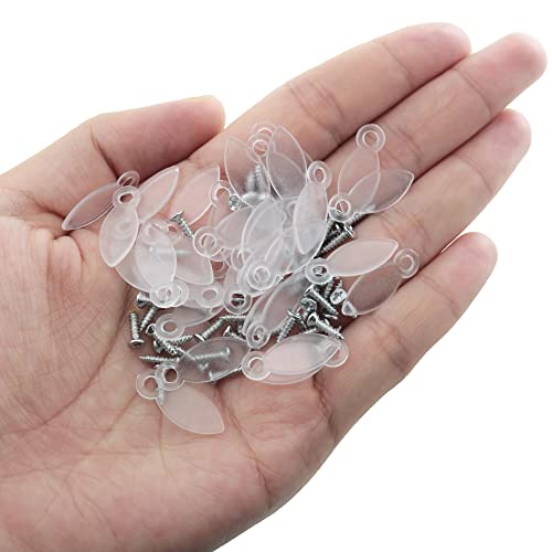Image of MEETOOT 50pcs Photo Frame Back Plate Buckle 19x8mm Large Size Transparent Plastic Tablet with 3 /4 Screws for Hanging Pictures, Photos and Posters