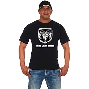 JH DESIGN GROUP Mens Dodge RAM Chrome Logo Short Sleeve T-Shirts Black Gray Colors