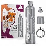 Juveximzy Electric Dog Nail Grinder: Upgraded 5-Speed Quiet Dog Nail Trimmer-Safe Painless Nail File for Claw Trimming & Grooming Care at Home for Dogs & Cats-No Cover（Grey