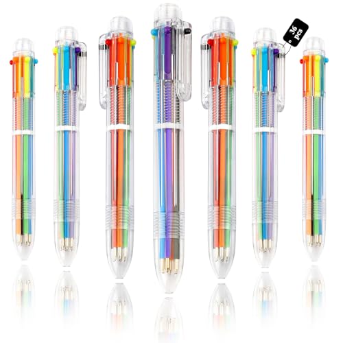 36 Pack 0.5mm 6-in-1 Multicolor Ballpoint Pens Kids Party Favors Birthday Cute Students Children Gift Retractable Colored Pens for School Office Supplies End of Year Gifts for Students Teacher