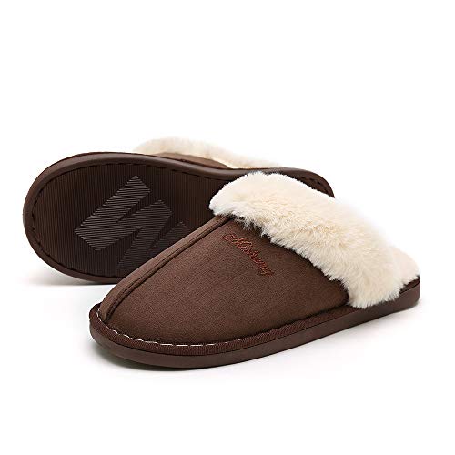 SOSUSHOE Women Slippers Fluffy Fur Slip On House Slippers Soft and Warm House Shoes for Indoor Outdoor, Deep Brown, 7-8 - Thumbnail 6