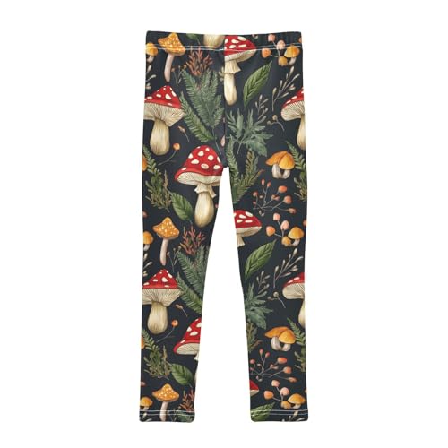 Wusikd Forest Mushrooms Girls' Leggings Toddler Doodles Kids Yoga Pants Dance Active Tights 4T2