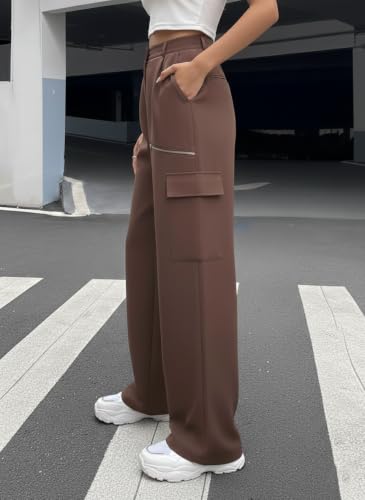 Image of GRECIILOOKS Cargo Pants for Woman Trousers for Womans High Waist Trouser for Women Flared Parachute Pants with Side Pockets Womens Cargo Pant Elegant for College & Events (Available in Plus Size)