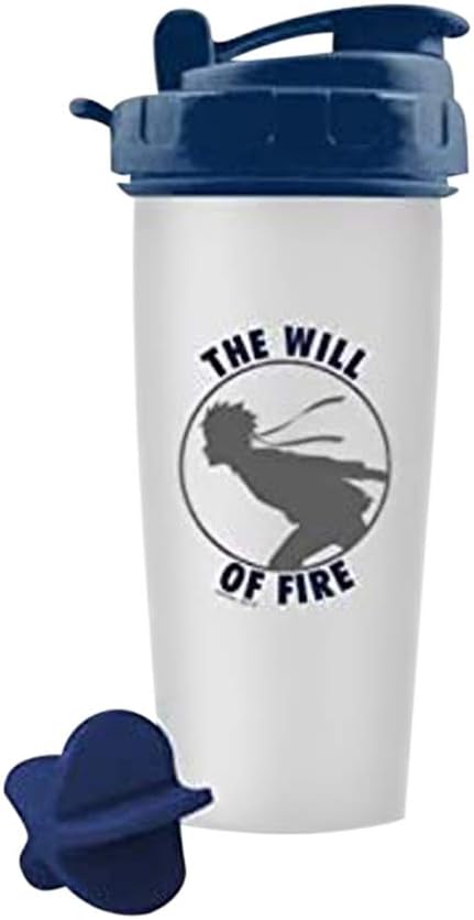 Naruto Shippuden Shaker Bottle "THE WILL OF FIRE" [CLEAR 20oz] Anime Shaker Bottle, Gymnastic Shaker/Water Bottle for Adults, (OFFICIALLY LICENSED), By Just Funky