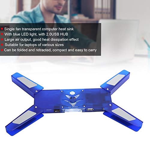 Base refrigerante para laptop con ventilador LED azul miniatura 6