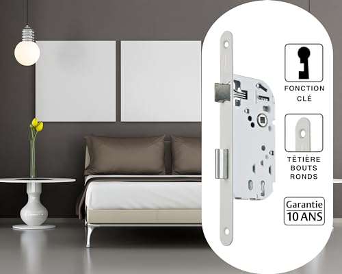 Serrure de chambre blanche Vachette d15 reversible axe 40 pour préserver l'intimité du foyer - 3