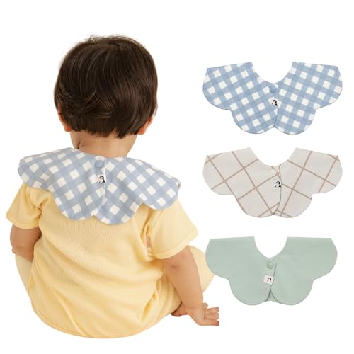 [Konny] Rj[X^C 3Zbg Baby Bib 360°[O 悾ꂩ zE Vv ̎q j̎q xr[R[f oYj  v[g 3-2(Ivorychek, Mint, Bluegingham)