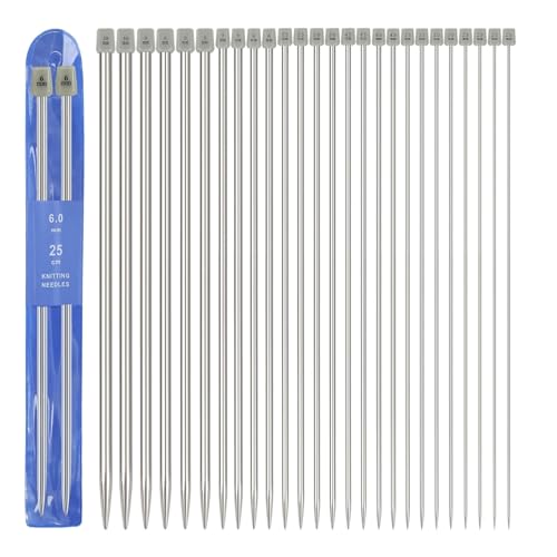 13 Pairs Knitting Needles Set Stainless Steel 25cm Needles