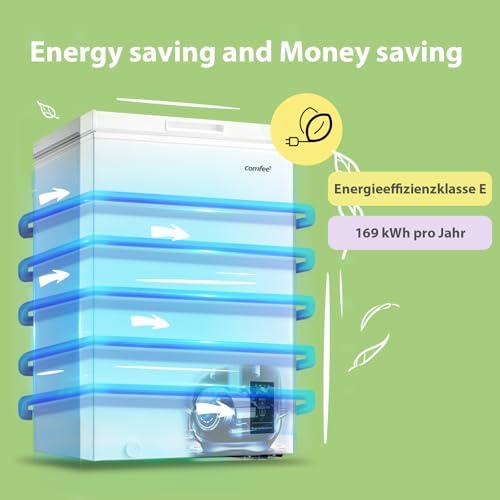 4. Bild von Comfee RCC100WH2(E) Gefriertruhe/169 kWh/Jahr/85cm hoch/99L/38dB/Geringe Lautstärke/Hoch effizientesD-förmigesRohr/Geeignet für verschiedene Einsatzszenarien/Einstellbarer Temperaturregler/Weiß 99L