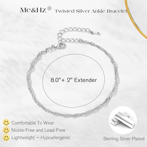 Image of Gold Anklet Silver Ankle Bracelets for Women, 14k Gold Plated Anklets for Women Waterproof Adjustable Hypoallergenic Cute Dainty Simple Twist Chain Anklet Trendy Foot Jewelry Gift